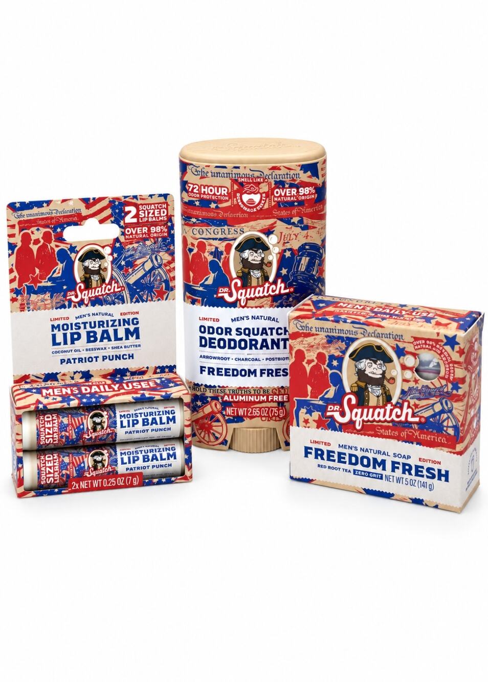 Dr. Squatch Limited Edition Freedom Fresh 4-Piece Men’s Grooming Set